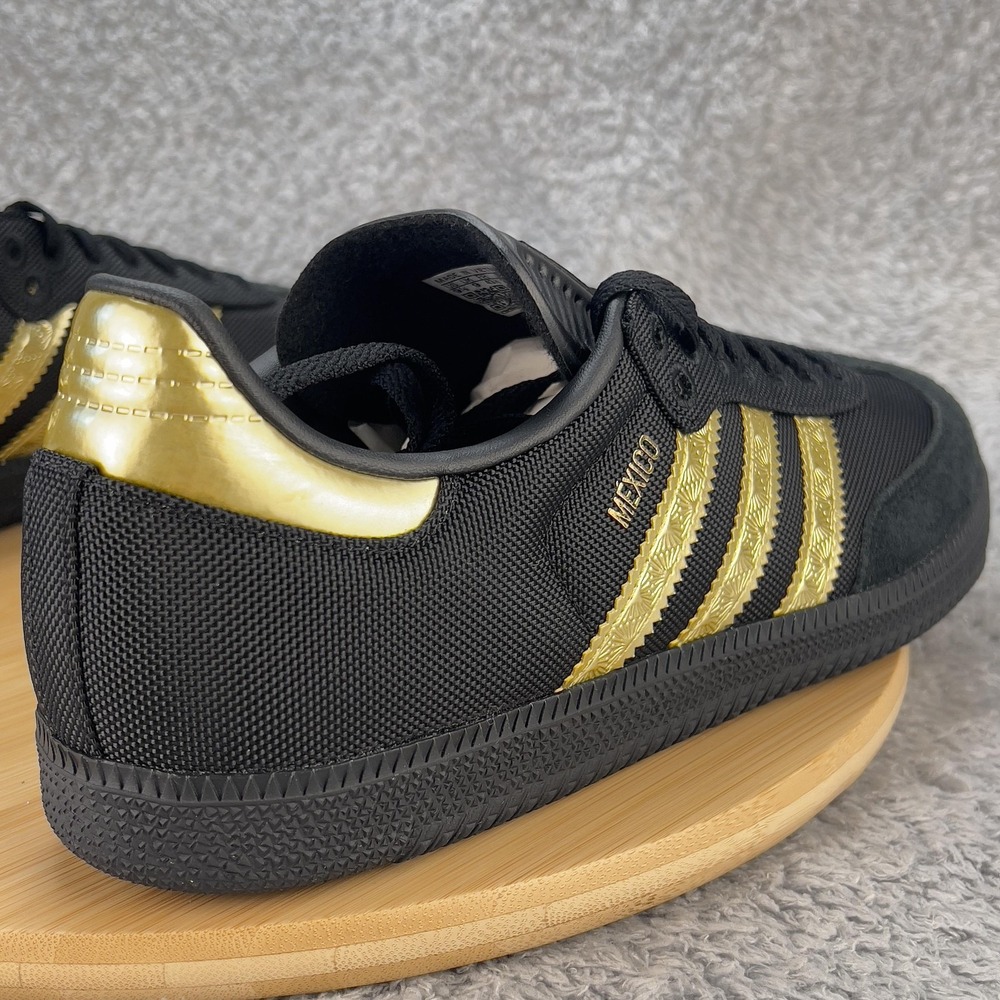 adidas Samba Mexico Shoes Mens 9 Black Gold Soccer Football Blokecore Heritage - Picture 8 of 11